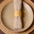 Handmade bamboo napkin ring with natural wood grain texture on linen fabric - Natural Wood Color