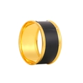 Elegant gold napkin ring with black matte enamel inlay for luxury table settings - 18K Gold