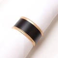 Modern matte black napkin ring with gold edges on white fabric for elegant dining - Matte Gold