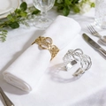 Elegant woven metal napkin rings in gold and silver finish for luxury table decor - Gold + Silver Set