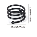 Vista detallada de medidas para servilletero de metal negro de 4,5 cm de ancho y 3,5 cm alto - Resorte Negro