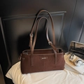 Sac fourre-tout en daim marron avec détails en cuir et longues bretelles pour femmes - Aspect Daim Sans Pendentif / Café