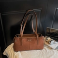 Sac cabas marron en daim avec bandoulières réglables et petit logo en métal chic - Aspect Daim Sans Pendentif / Marron