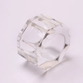 Octagonal crystal napkin ring with polished geometric edges for modern table decor - Transparent Octagonal