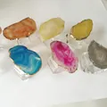 Set of 6 colorful natural agate napkin rings with gold edges and acrylic bases - 6-Color Combination (5*7)