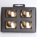 4er-Set goldene Serviettenringe aus Metall mit Hammerschlag-Optik im Karton - Gold Trommel Hammerschlag Textur (4er Set)