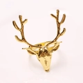 Polished gold deer head napkin ring with antlers for elegant Christmas table settings - Alloy Gold Small Reindeer Head / Gold