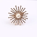 Servilletero dorado con perla y cristales brillantes para decoración de bodas elegantes - Estilo de Aleación de Fuegos Artificiales Oro (ZWZ-CNR-129)