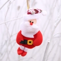 Plush Santa Claus ornament with red hat and golden strap for Christmas tree decoration - Santa Claus Style
