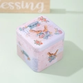 Boîte carrée en étain de Pâques rose avec motifs de lapins et fleurs pour bonbons - Boîte en Fer de Pâques Style B