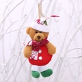 Christmas bear ornament made of felt fabric with red deer pattern hat and gold lanyard - Christmas Bear Style