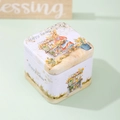 Boîte en fer rectangulaire blanche avec motifs de lapin de Pâques pour bonbons et biscuits - Boîte en Fer de Pâques Style C