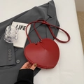 Mini bolso bandolera rojo con forma de corazón, cremallera doble y correa con nudo - Burdeos