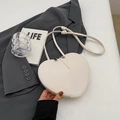 Bolso bandolera minimalista en forma de corazón blanco crema de cuero PU con doble cremallera - Blanco Roto