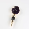 Tappo per vino di lusso con grappolo di ametista naturale e base in metallo dorato elegante - Ametista Druzy Base Dorata / Viola scuro