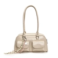 Elegante bolso bajo el brazo blanco crema con bolsillos dobles y colgante de estrella - Con Colgante / Blanco Roto