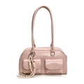 Bolso bowling rosa de cuero PU con bolsillos frontales dobles y colgante de estrella - Con Colgante / Rosa