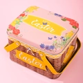 Pink Easter tin basket box with Happy Easter print and flower designs - Pink Floral Style (Style D)