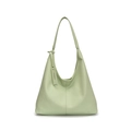 Borsa tote verde chiaro in pelle martellata con silhouette hobo e targhetta brand - Verde