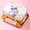 Easter tin storage basket with yellow handles and cute rabbit graphic print - Yellow Bunny Style (Style E)