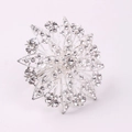 Elegant silver flower napkin ring featuring crystal rhinestones for upscale table settings - Hollow Flower / Silver