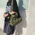 Sac bandoulière en toile vert armée avec poches multiples et sangle ajustable - Vert