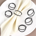 Set de 6 servilleteros minimalistas de metal negro con diseño de doble espiral - Anillo Doble Negro