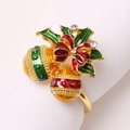 Portatovaglioli dorato a campana di Natale con smalto colorato e strass brillanti - Stile Campana di Natale (ZWZ-XMS-159) / Oro