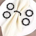 Juego de 5 servilleteros modernos de metal negro con diseño elegante estilo bambú - Negro Patrón de Bambú