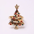 Detailed view of golden Christmas tree napkin ring with colorful crystal rhinestones - Colored Diamond Christmas Tree