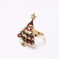 Dettaglio portatovagliolo a forma di albero di Natale dorato con strass colorati - Stile Anello in Lega d'Oro