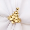 Elegante servilletero de metal dorado con forma de árbol de Navidad en tela blanca - Árbol de Navidad de Hierro / Dorado