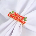 Gouden Merry Christmas servetring met rood groen emaille en glanzende strasstenen - Merry Christmas Letters / Rood