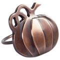 Antique copper pumpkin napkin ring with brushed metal texture and hollow detail - Pumpkin Shape (Red Copper)