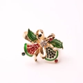 Kerst servetring met gouden bellen, groene bladeren en kleurrijke strass steentjes - Emaille Rood + Groene Bellenstijl (ZWZ-XMS-135)