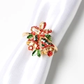 Servilletero navideño con campanas doradas y lazo de diamantes rojos - Dorado