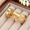 Three-piece gold punk geometric open rings set with hammered irregular texture on fabric - Gold Hammered 3-Piece Set (C7627)