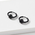 Minimalistische schwarze Edelstahl-Ohrringe mit Kugel-Anhänger für Damen und Herren - Schwarz (C5569-BLACK)