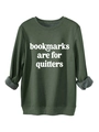 Detailansicht des grauen Fleecefutters im dunkelgrünen, dicken Rundhals-Sweatshirt - S / Armeegrün