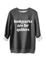 Detail of dark grey sweatshirt featuring warm white fleece lining and ribbed cuffs - Dark Gray