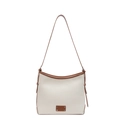 Bolso hobo clásico de cuero en crema y caramelo con un diseño vintage bicolor - Blanco Roto