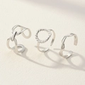 Dreiteiliges Set aus silbernen Edelstahlringen mit Ketten- und gedrehtem Design, verstellbar - 3-teiliges Set / Silber (B1976)