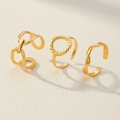 Dreiteiliges Set aus 18K vergoldeten Edelstahlringen mit geometrischem offenem Design - 3-teiliges Set / Gold (B1975)