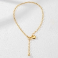 Halskette aus 18K vergoldetem Edelstahl mit Herzanhänger, Knebelverschluss und Y-Ketten-Design - Goldener Stil (C5315)
