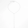 Collar lariat largo en forma de Y de acero inoxidable con pequeñas cuentas y cierre de mosquetón - Plata (B7794)
