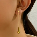 Elegante 18K vergoldete Edelstahl-Ohrhänger in Tropfenform mit polierter Oberfläche - Gold (C5655)