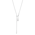 Polierte Edelstahl Y-Kette mit glattem Wassertropfen-Anhänger und feiner Schlangenkette - Silberner Stil (C7288)