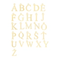 Macro shot of 18K gold plated stainless steel alphabet charms A-Z for stud earrings - Letter A / Gold