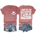 Detailed flat lay of red cotton blend t-shirt with Sports Mama print and denim shorts - Rose Gold (White Font)