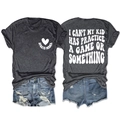 Detail of grey short sleeve T-shirt with Sports Mama print and distressed denim shorts - Heather Grey (White Font)